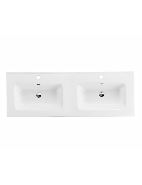 Lavabo doppia vasca Bulnes121 in Ceramica Bianco Lucido 121 cm – Eleganza Essenziale per il Bagno