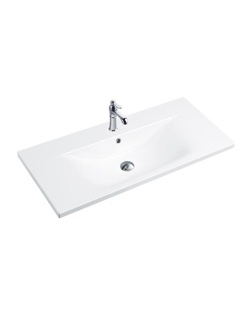 Lavabo consolle d'appoggio in ceramica bianco 101x46.5x18H PLAT840-100