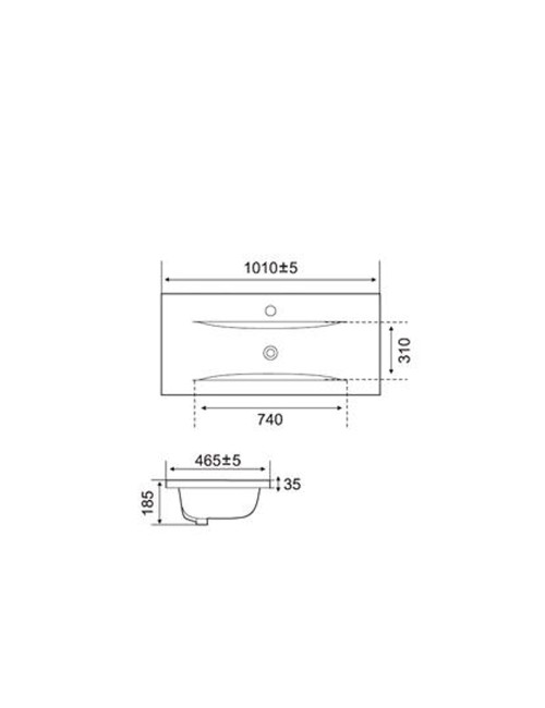 Lavabo consolle d'appoggio in ceramica bianco 101x46.5x18H PLAT840-100