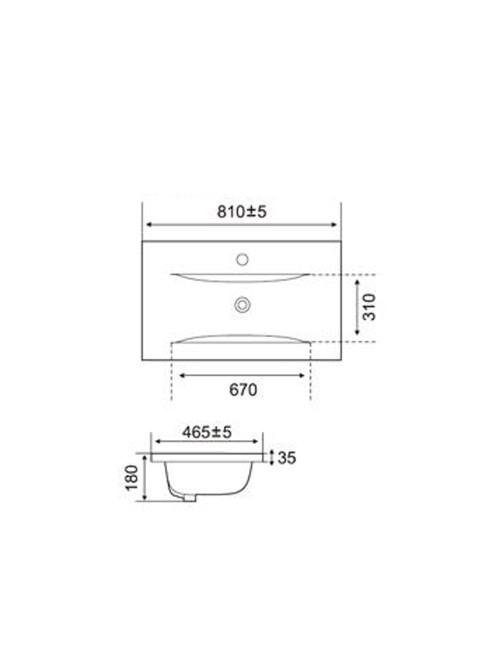 Lavabo consolle d'appoggio in ceramica bianco 81x46.5x18H PLAT840-80