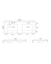 Lavabo da appoggio 385983 doppia vasca ceramica bianco lucido 140x46x17H