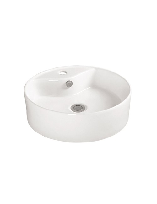 Lavabo da appoggio rotondo 1 vasca in ceramica bianco lucido 46x46 – Modello LAV618