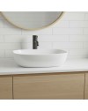 Lavabo da appoggio 1 vasca in ceramica per bagno 50x38 bianco lucido – Modello LAV39350