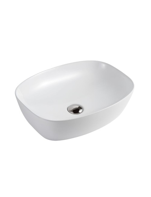 Lavabo da appoggio 1 vasca in ceramica per bagno 50x38 bianco lucido – Modello LAV39350