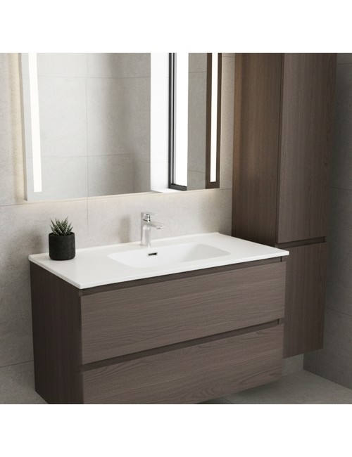 Lavabo da appoggio 1 vasca in ceramica per bagno bianco lucido 101x46,5 – Modello LAV9100S