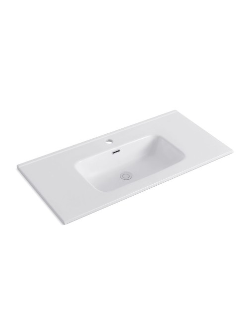 Lavabo da appoggio 1 vasca in ceramica per bagno bianco lucido 101x46,5 – Modello LAV9100S