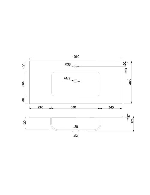 Lavabo da appoggio 1 vasca in ceramica per bagno bianco lucido 101x46,5 – Modello LAV9100S