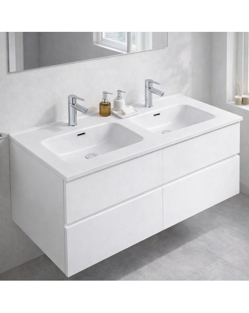 Lavabo 2 vasche da appoggio in ceramica bianco lucido 121– Modello LAV9120DS