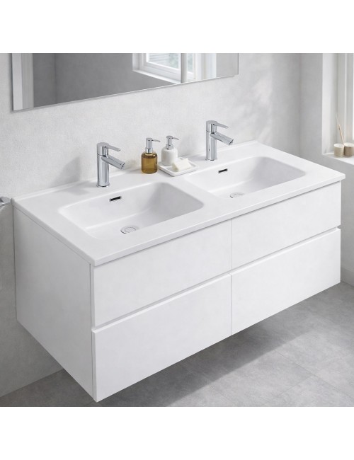 Lavabo 2 vasche da appoggio in ceramica bianco lucido 121– Modello LAV9120DS