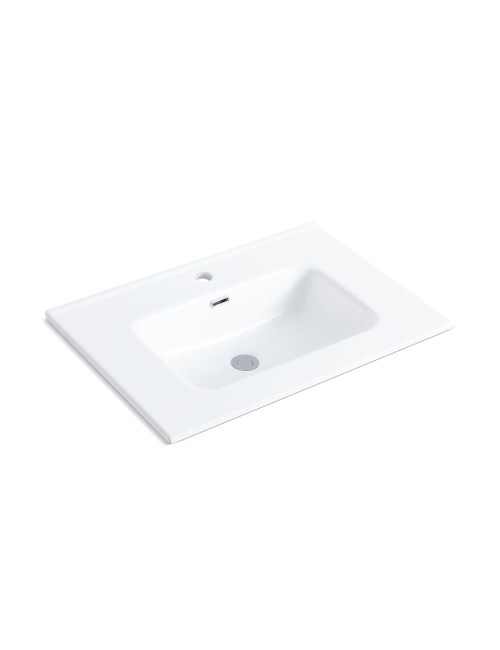 Lavabo da appoggio 1 vasca in ceramica per bagno bianco lucido 71x46,5 – Modello LAV9070S