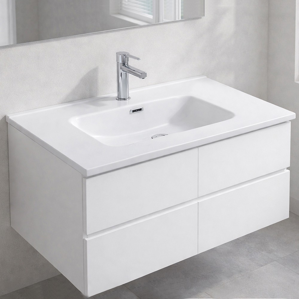 Lavabo da appoggio 1 vasca in ceramica bianco lucido 91x46,5– Modello LAV9090S