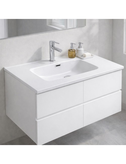 Lavabo da appoggio 1 vasca in ceramica bianco lucido 91x46,5– Modello LAV9090S