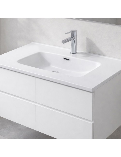 Lavabo da appoggio 1 vasca in ceramica bianco lucido 91x46,5– Modello LAV9090S