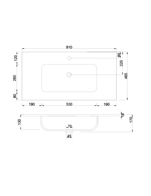 Lavabo da appoggio 1 vasca in ceramica bianco lucido 91x46,5– Modello LAV9090S