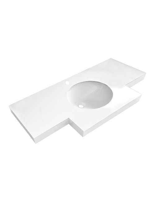 Lavabo da incasso YJ12250 con top in pietra sinterizzata e vasca in ceramica bianco lucido