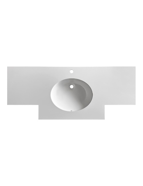 Lavabo da incasso YJ12250 con top in pietra sinterizzata e vasca in ceramica bianco lucido