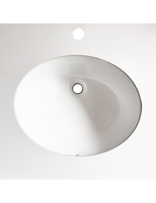 Lavabo da incasso YJ12250 con top in pietra sinterizzata e vasca in ceramica bianco lucido