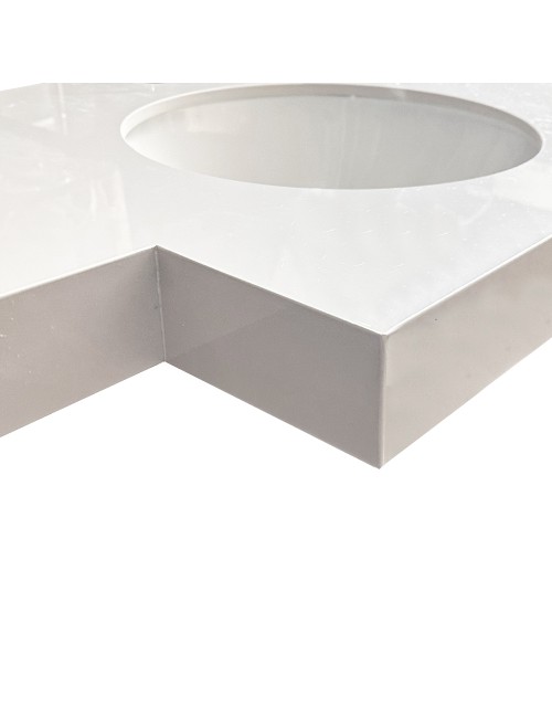 Lavabo da incasso YJ12250 con top in pietra sinterizzata e vasca in ceramica bianco lucido