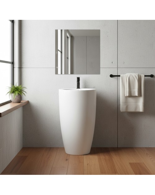 Lavabo freestanding rotondo in ceramica bianco lucido 50x50xH86 – Modello LAV203