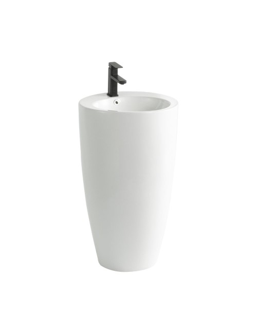 Lavabo freestanding rotondo in ceramica bianco lucido 50x50xH86 – Modello LAV203