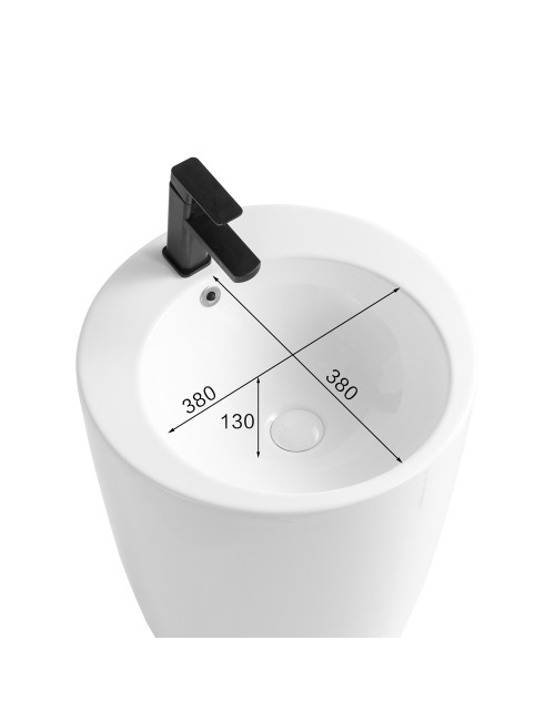 Lavabo freestanding rotondo in ceramica bianco lucido 50x50xH86 – Modello LAV203