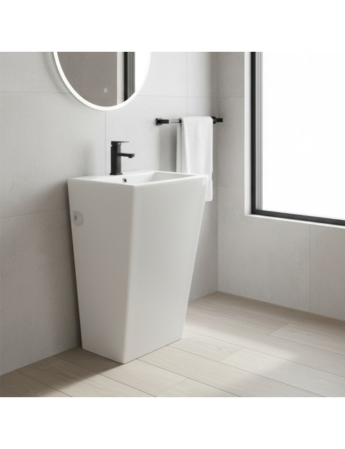 Lavabo freestanding rettangolare in ceramica bianco 53x46,5x86,5 – Modello LAV303
