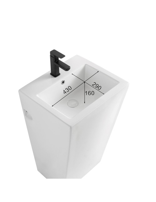 Lavabo freestanding rettangolare in ceramica bianco 53x46,5x86,5 – Modello LAV303