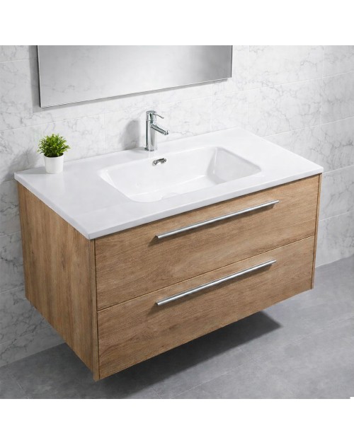 Lavabo Bulnes100 in Ceramica Bianco Lucido 101 cm – Eleganza Essenziale per il Bagno
