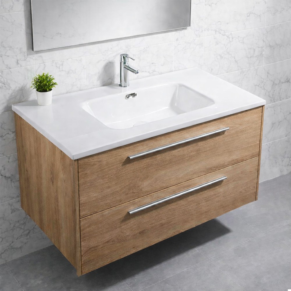 Lavabo Bulnes100 in Ceramica Bianco Lucido 101 cm – Eleganza Essenziale per il Bagno
