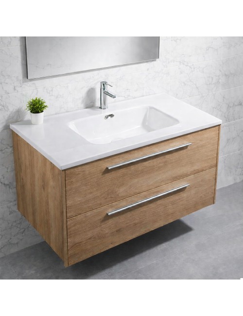 Lavabo Bulnes100 in Ceramica Bianco Lucido 101 cm – Eleganza Essenziale per il Bagno