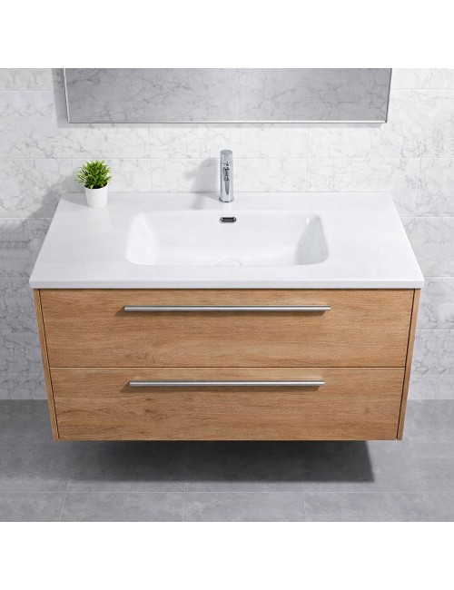 Lavabo Bulnes100 in Ceramica Bianco Lucido 101 cm – Eleganza Essenziale per il Bagno