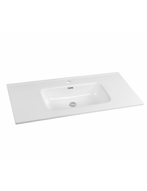 Lavabo Bulnes100 in Ceramica Bianco Lucido 101 cm – Eleganza Essenziale per il Bagno