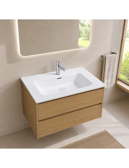 Lavabo Bulnes70 in Ceramica Bianco Lucido 71 cm – Eleganza Essenziale per il Bagno