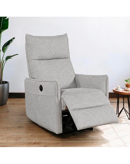 Poltrona Relax Melany con Recliner Elettrico in Tessuto Grigio – Comfort e Innovazione