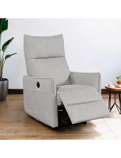 Poltrona Relax Melany con Recliner Elettrico in Tessuto Grigio – Comfort e Innovazione
