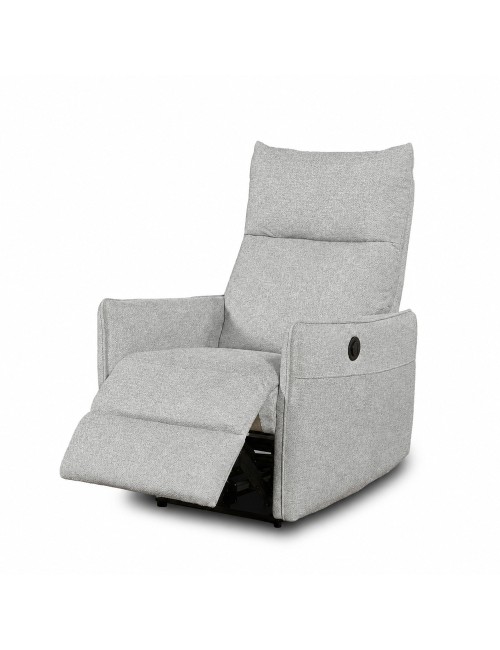 Poltrona Relax Melany con Recliner Elettrico in Tessuto Grigio – Comfort e Innovazione