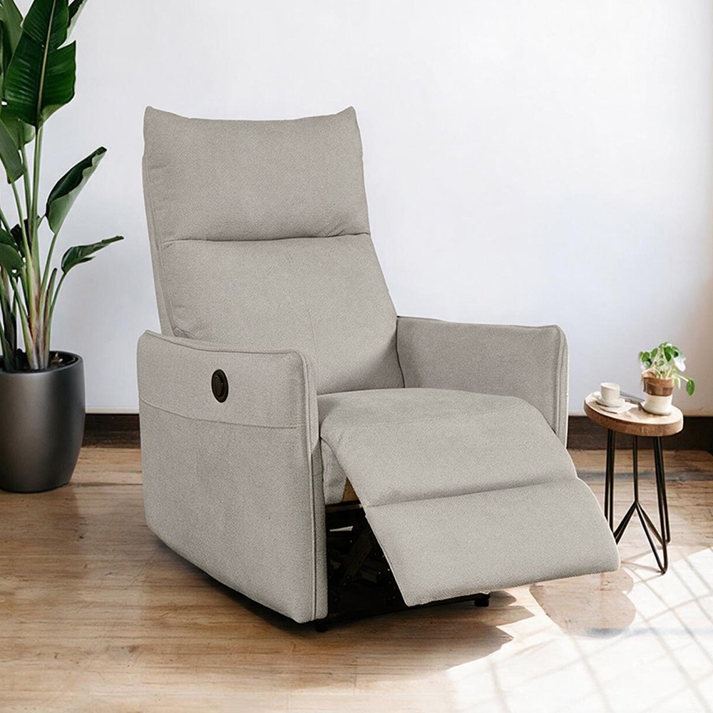 Poltrona Relax Melany con Recliner Elettrico in Tessuto Beige – Comfort e Innovazione