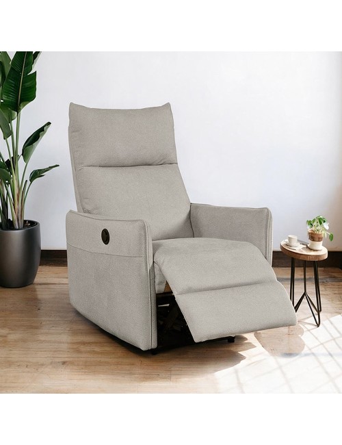 Poltrona Relax Melany con Recliner Elettrico in Tessuto Beige – Comfort e Innovazione