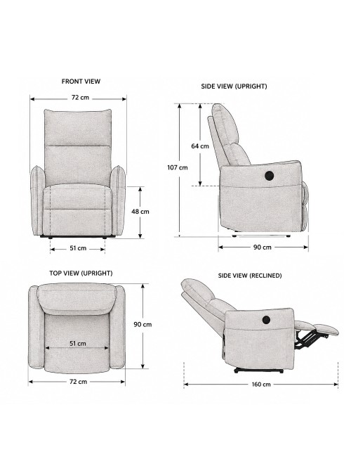 Poltrona Relax Melany con Recliner Elettrico in Tessuto Beige – Comfort e Innovazione