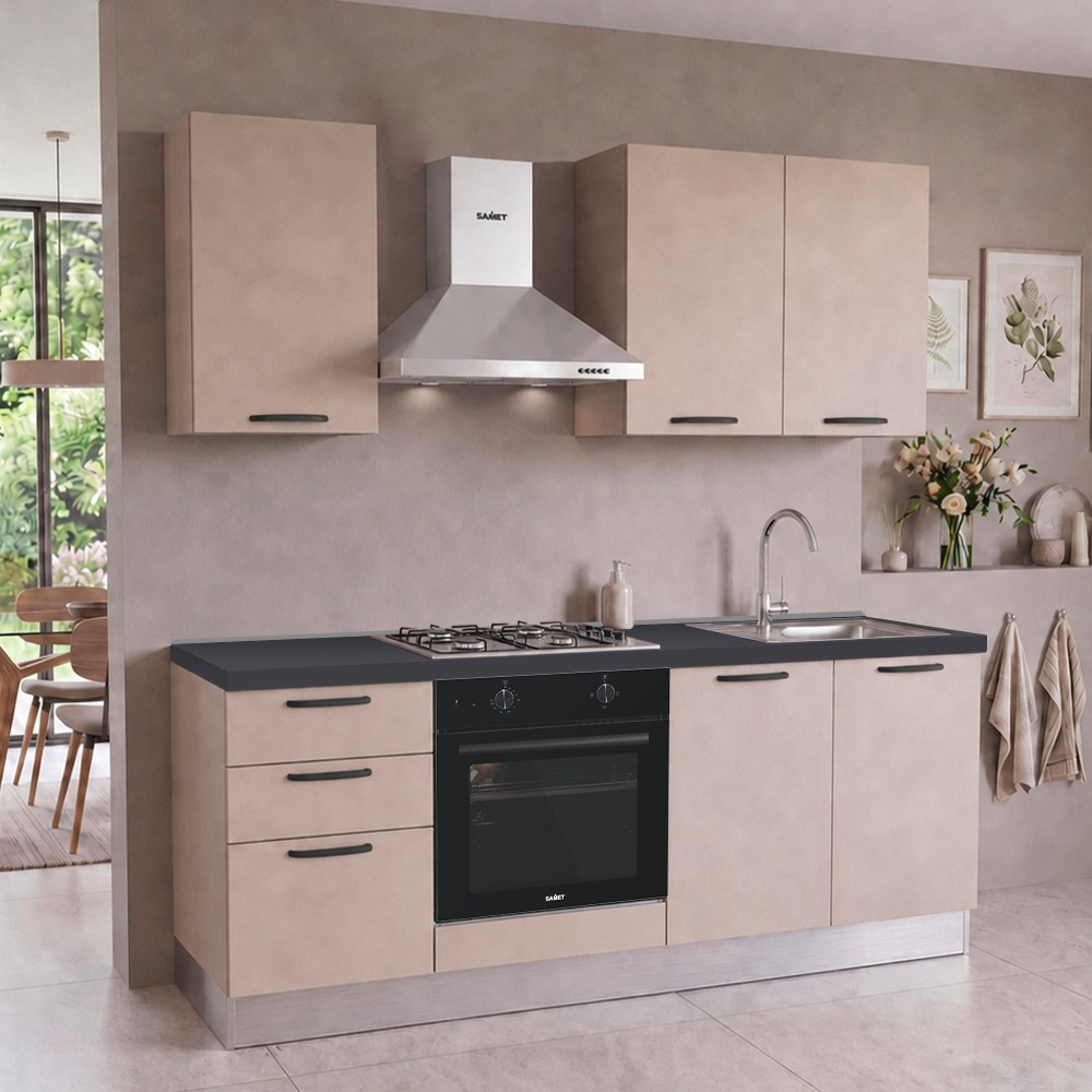 Cucina completa Taurusnew 195 cm Cashmere con Elettrodomestici | Industrie Valentini