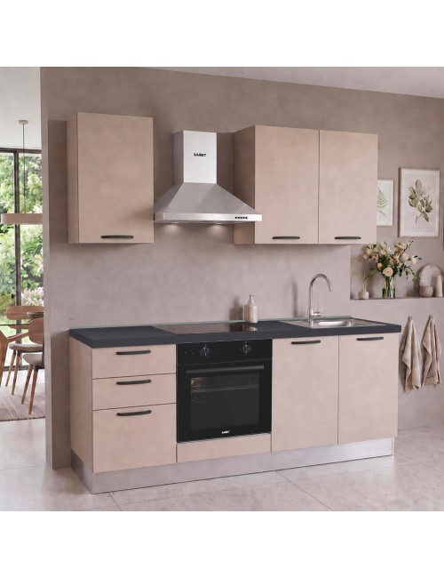 Cucina completa Taurusnew 195 cm Cashmere con Elettrodomestici e Piano Induzione | Industrie Valentini