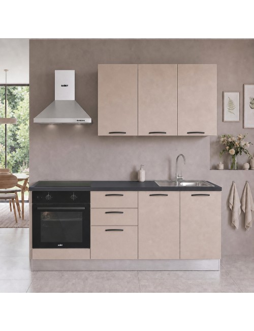 Cucina completa Taurusnew 195 cm Cashmere con Elettrodomestici e Piano Induzione | Industrie Valentini