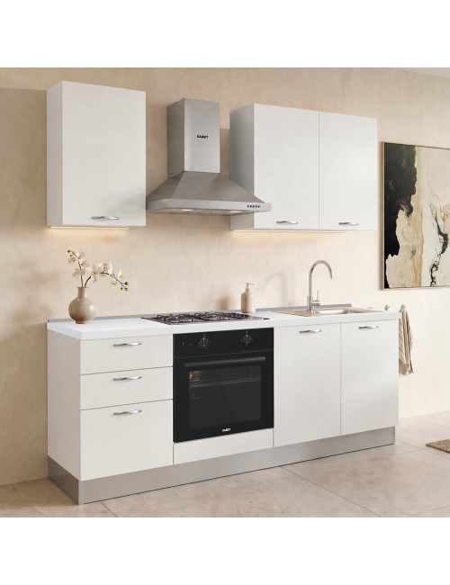 Cucina completa Taurusnew 195 cm Bianco Poro Chiuso con Elettrodomestici | Industrie Valentini
