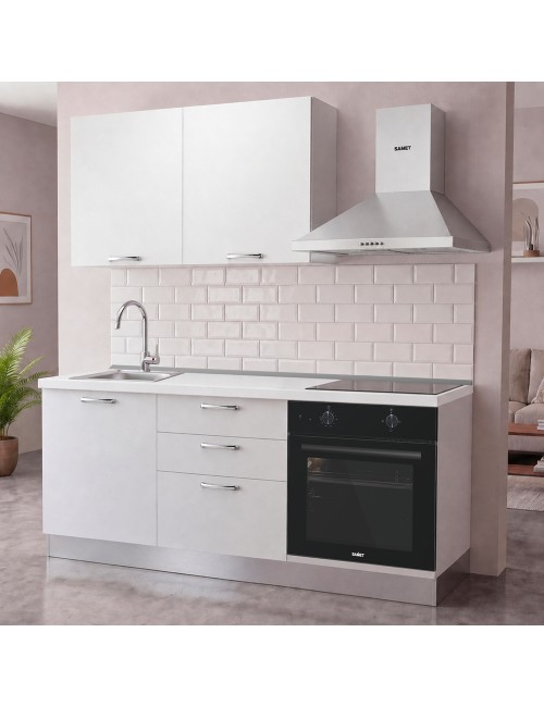 Cucina completa Astinew180 cm Bianco con Elettrodomestici e piano a induzione | Industrie Valentini
