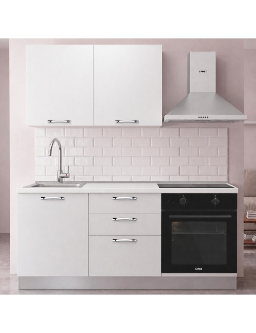 Cucina completa Astinew180 cm Bianco con Elettrodomestici e piano a induzione | Industrie Valentini