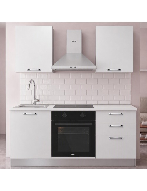 Cucina completa Astinew180 cm Bianco con Elettrodomestici e piano a induzione | Industrie Valentini