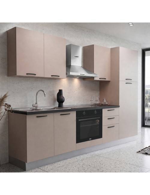 Cucina completa Asti255 cm Cashmere con Elettrodomestici e piano a induzione| Industrie Valentini