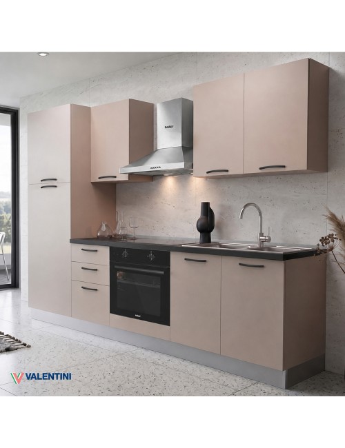 Cucina completa Asti255 cm Cashmere con Elettrodomestici e piano a induzione| Industrie Valentini