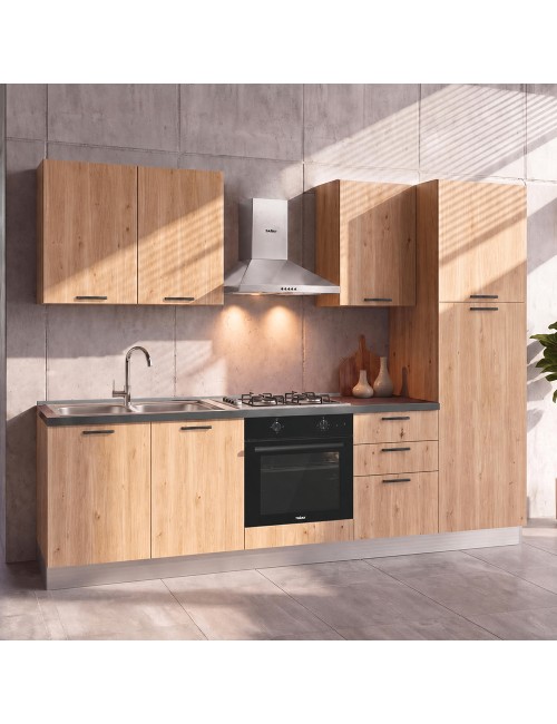 Cucina completa Asti255 cm Rovere Lis con Elettrodomestici | Industrie Valentini