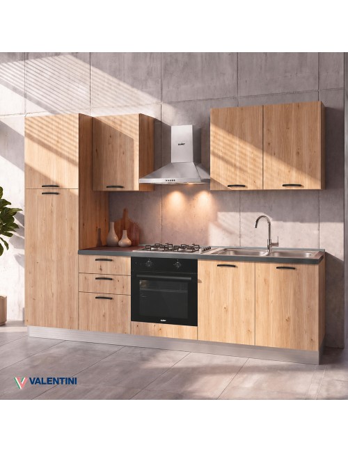 Cucina completa Asti255 cm Rovere Lis con Elettrodomestici | Industrie Valentini